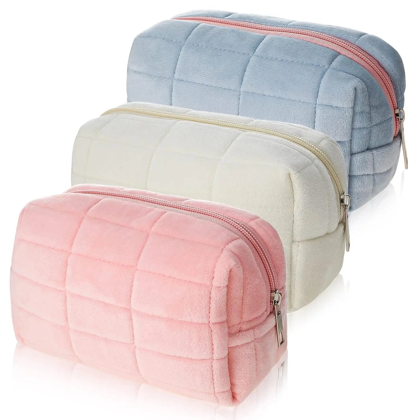 Women Zipper Fur Cosmetic Storage Bag Large Solid Makeup Organizer Handbag Stationery Pencil Case Travel Make Up Toiletry Punch Viralgem Store