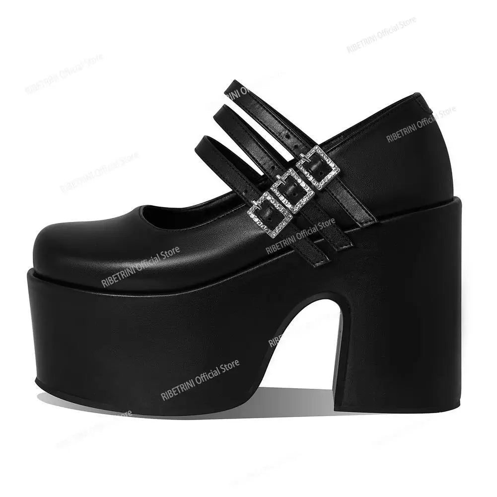 2023 Platform High Heel Cool Punk Fashion Women's High Quality Girls Goth Shoes Black Big Size 43 Cross-tied Casual Luxury Boots