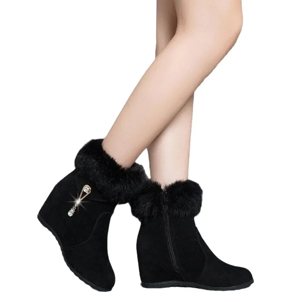 Winter Fashion Women Wedges Ankle Boots Increasing Height Shoes High Heels Booties Metal Rhinestone Botas Mujer 2024 Viralgem Store