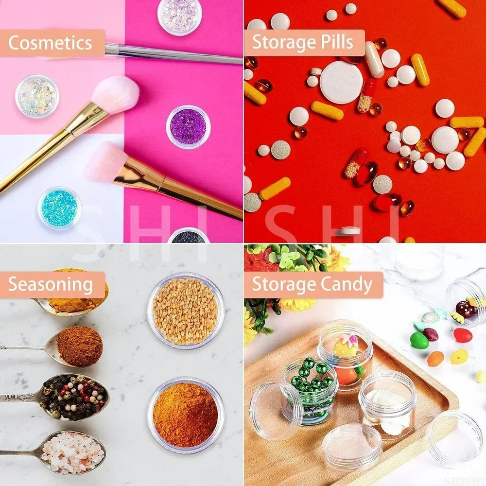 10pcs Make Up Jar Cosmetic Sample Empty Container Plastic Round Lid Small Bottle Eyeshadow Cream Travel Pot 2g 3g 5g 10g 15g 20g