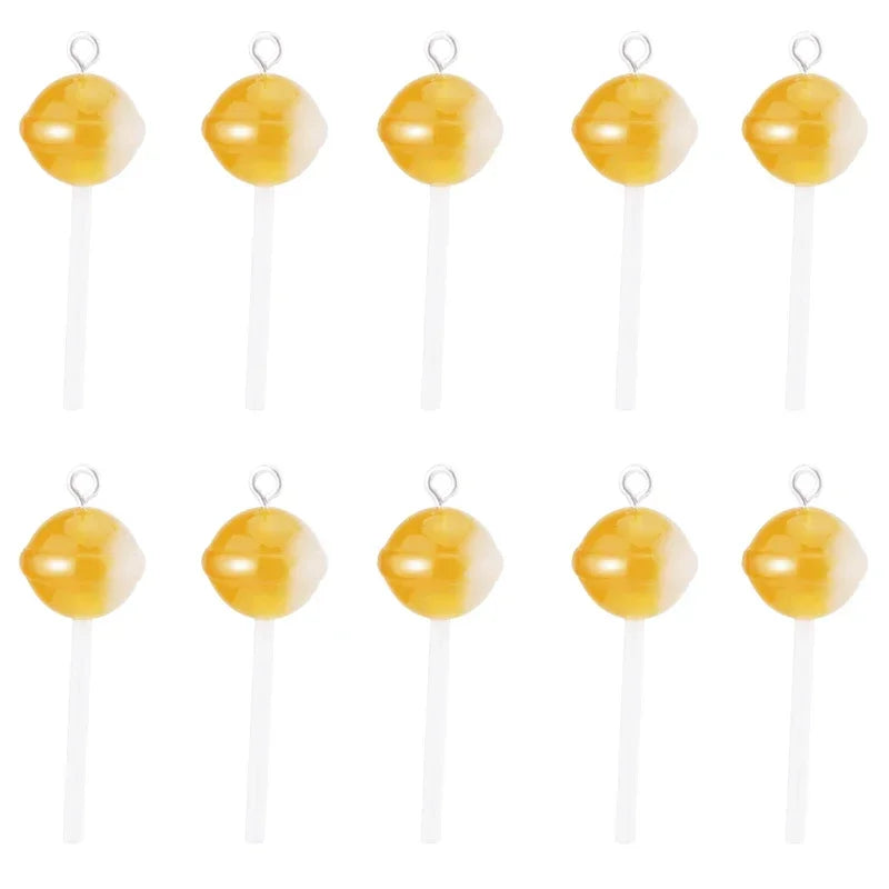 10Pcs Sugar Candy lollipop Resin Charms Diy Findings Kawaii 3D Keychain Earring Pendant Charms For Jewelry Making Suppplies
