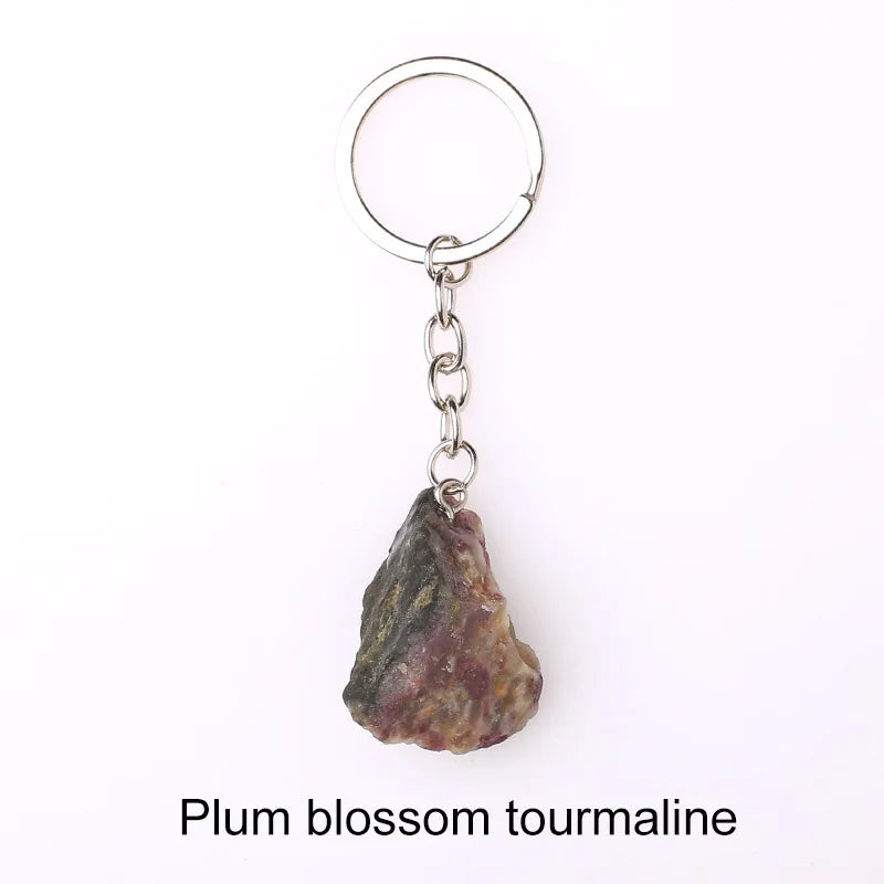 20pcs Natural Rough Raw Stone Crystal Quartzs Keychain Women Men Handbag Hangle Car Key Holder Raw Mineral Stone KeyRing Jewelry Viralgem Store