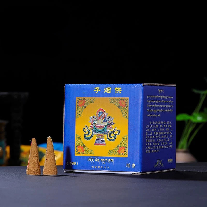 108 Flavor Backflow Tower Incense Granules Tibetan Incense Natural Ritual Buddha Manual Incense Backflow Smoke Appreciation