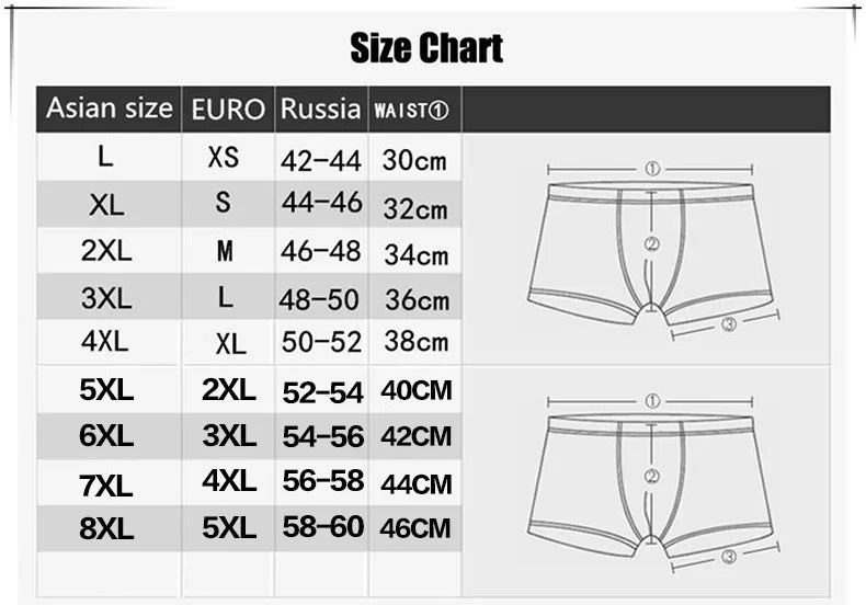 4pcs/lot Bamboo Fiber Men's Boxer Pantie Underpant plus size XXXXL large size shorts breathable underwear 5XL 6XL 7XL 8XL