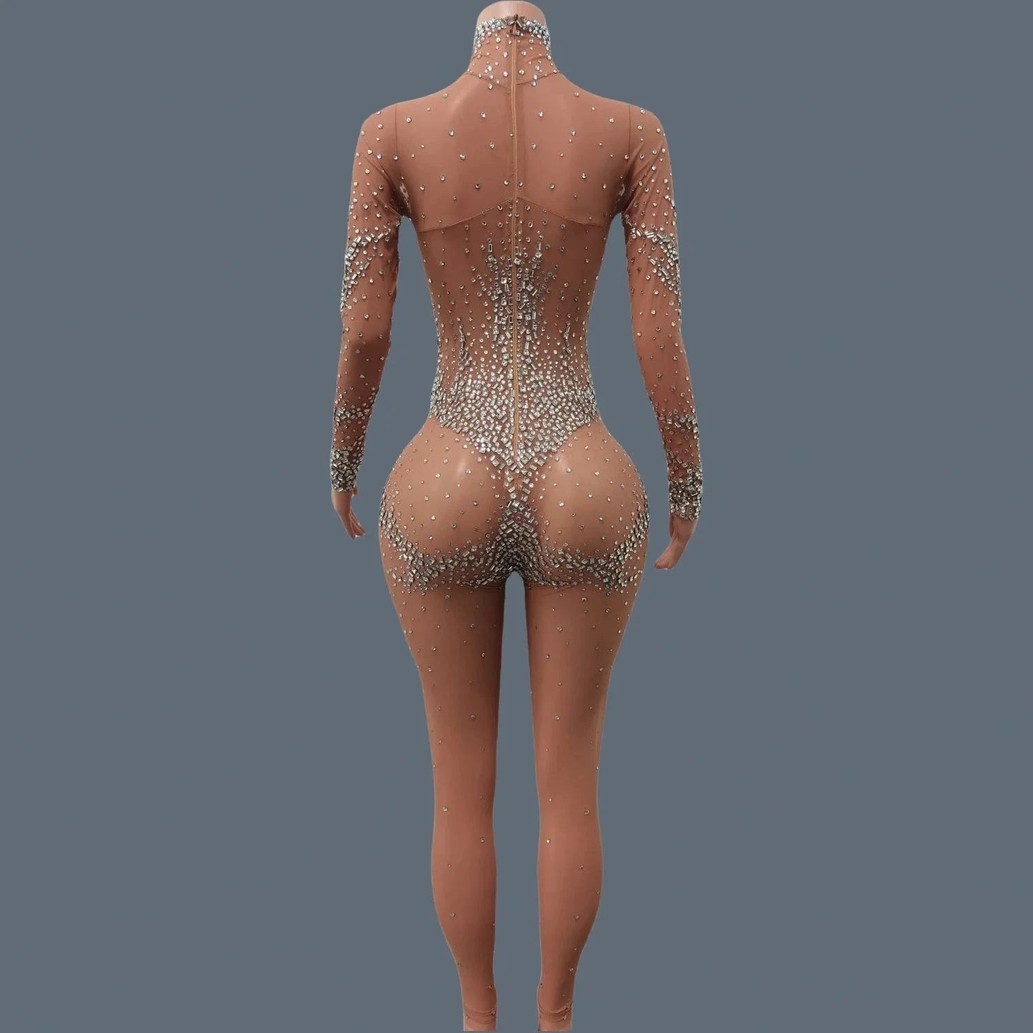 Luxurious Sparkly Crystals Skinny Sheer Mesh Jumpsuit for Women Birthday Party Female Singer Show Stage High-end Sexy Jumpsuit Viralgem Store