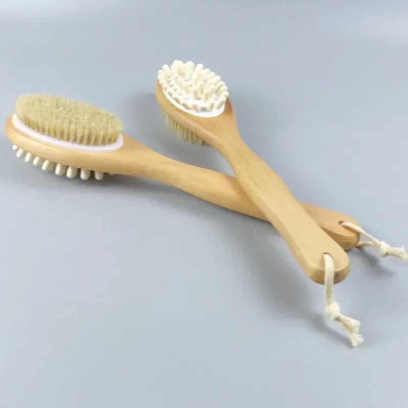 2 In 1 Dry Skin Body Massage Brush Natural Bristle Dead Skin Remover Anti Cellulite Exfoliates Blood Circulation Massage Tools Viralgem Store