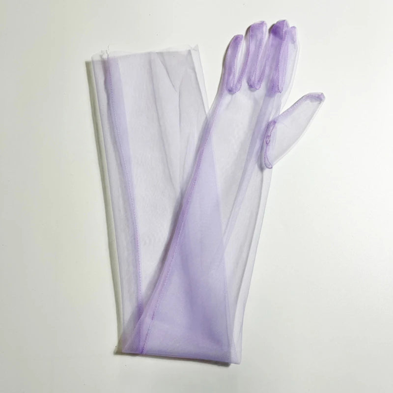 Transparent Sunscreen Sexy Driving Gloves Women Gloves Ultra Thin Dress Gloves Sheer Tulle 70cm Long Female Gloves Women Gloves