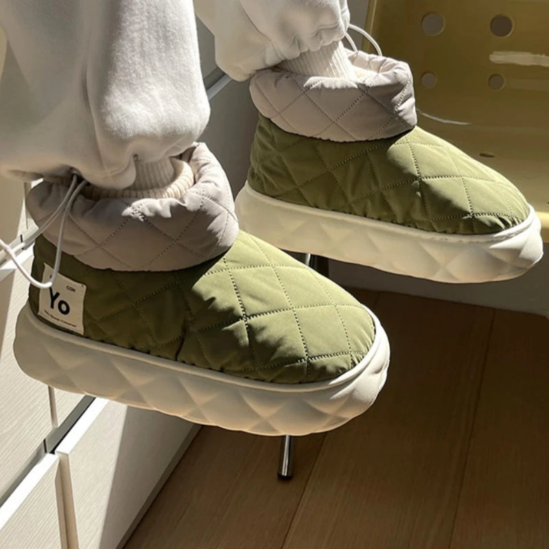 Winter Soft Women's Snow Boots Warm Snow Boots Thick Sole Bare Boots Mesh Red Couples Warm and Comfortable Winter Shoes Snow