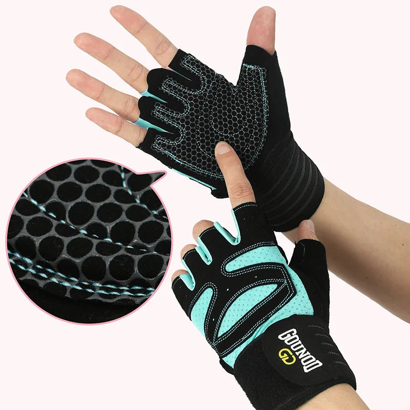 Women Men Extended Cycling Bicycle Gloves Half Finger Gym Gloves Mitten Breathable Anti-slip Glove Fitness Sport Training Gloves