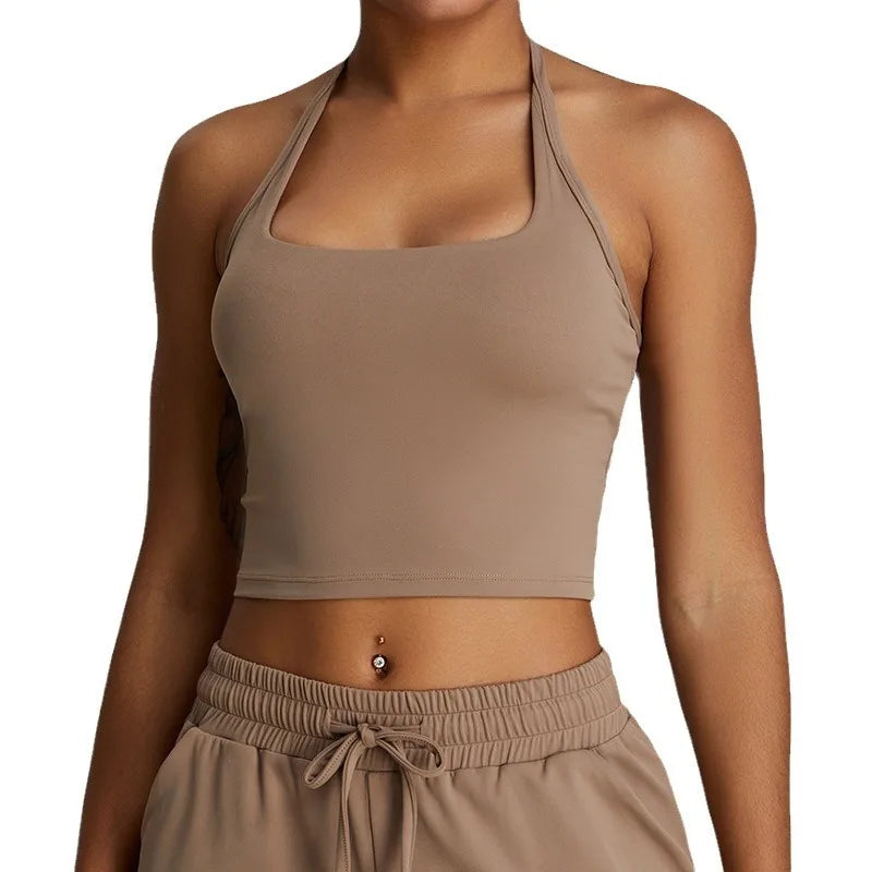 YJ-Spring and Summer New Halter Yoga Vest Women's Sling Beauty Back Exercise Underwear Slim Fit and Quick-Drying Yoga Clothes Br