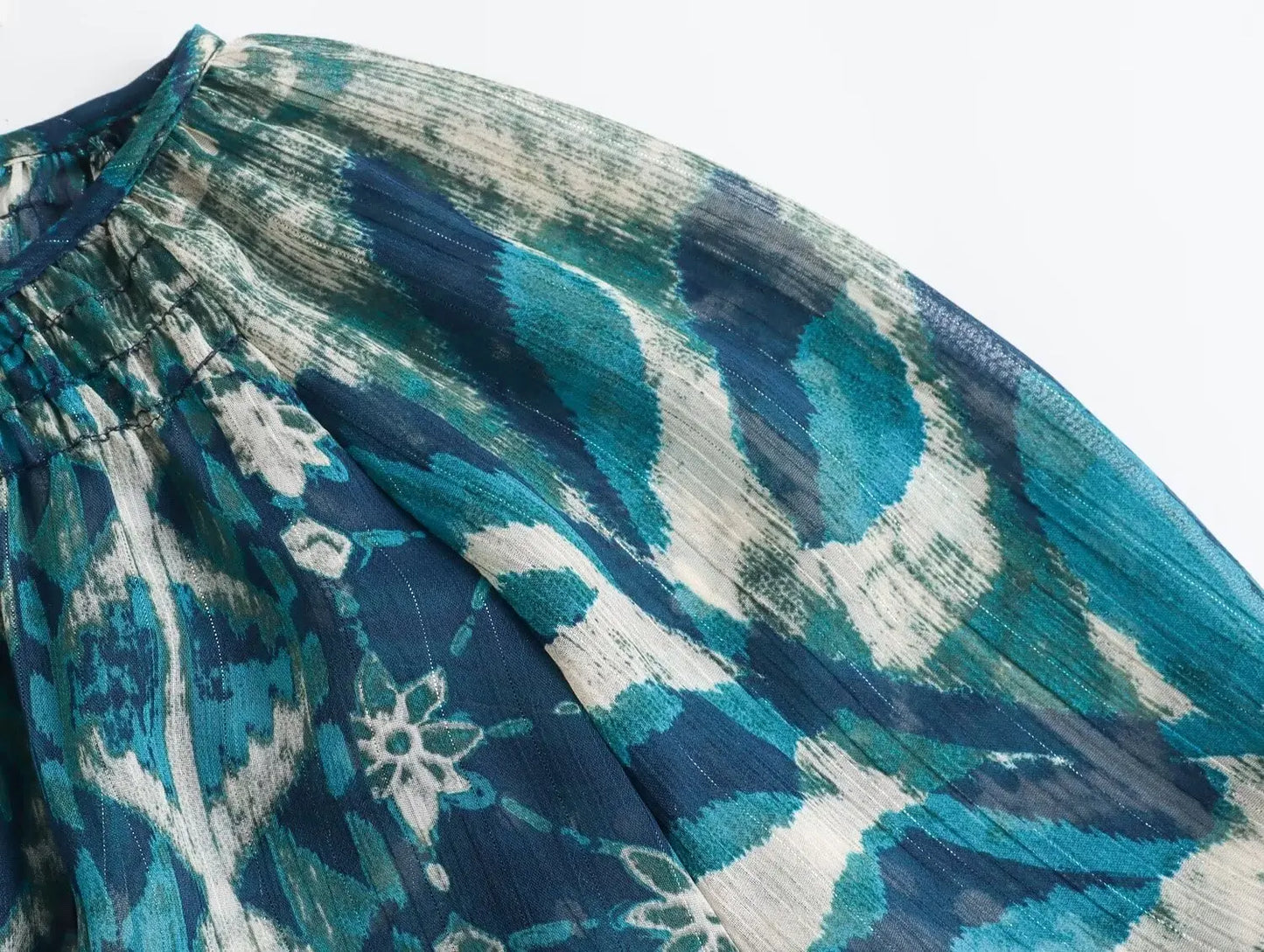 TRAFZA Vintage Casual Chic Print Women Suit O-Neck Single Breasted Blouse Loose Long Straight Skirt Fashion 2024 Boho Set