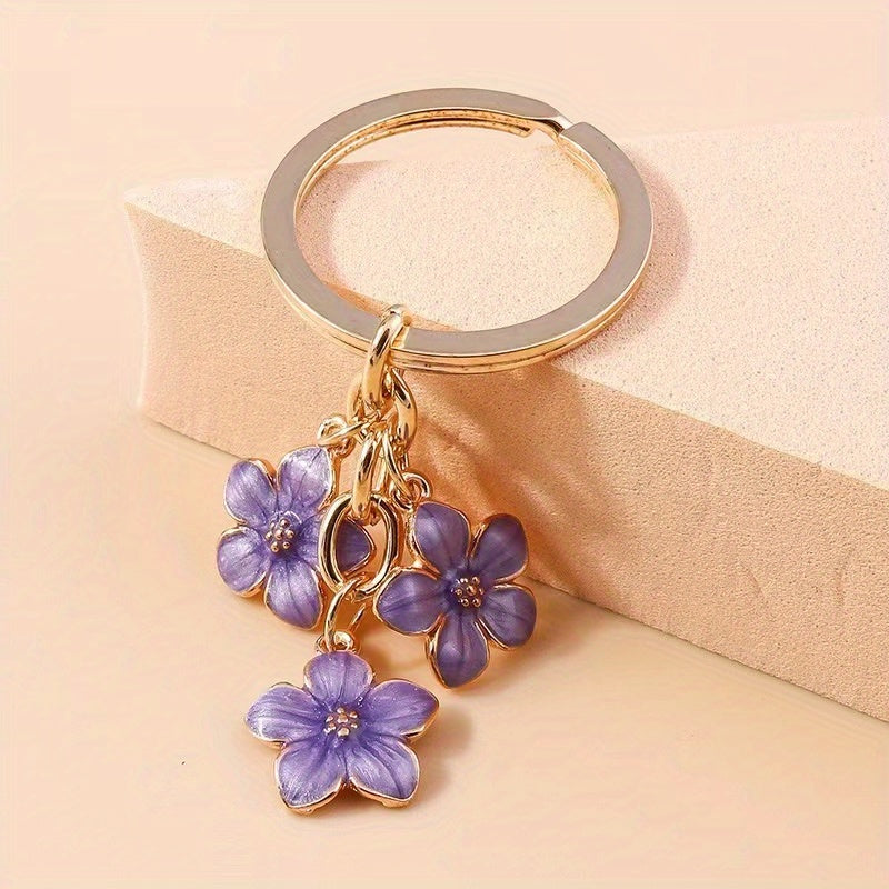 1pc Flower Charm Keychain Customizable Key Ring Bag Accessory Car Pendant Phone Ornament
