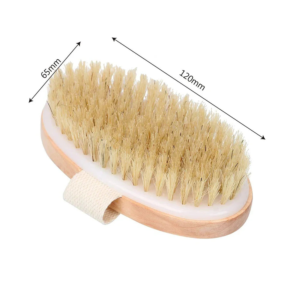 Wet Dry Skin Body Brush Natural Pig Bristles Dry Skin Exfoliating Body Massage Cleaning SPA Tool For Cellulite Lymphatic Drainag Viralgem Store