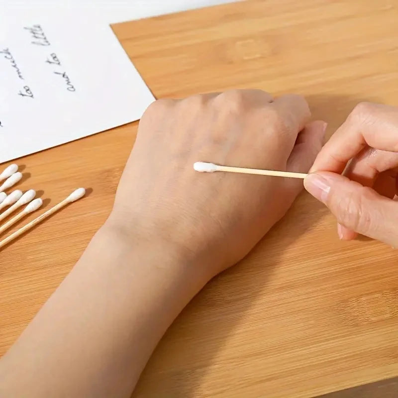 1000pcs Unscented Cotton Swabs, Double-Headed, Wooden Stick, Makeup Removal & Cleaning Ear Cotton Swabs