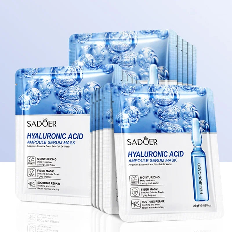 15pcs 24K Gold Hyaluronic Acid Face Mask Facial Firming Moisturizing Anti Wrinkle Whitening Facial Masks Skin Care Products