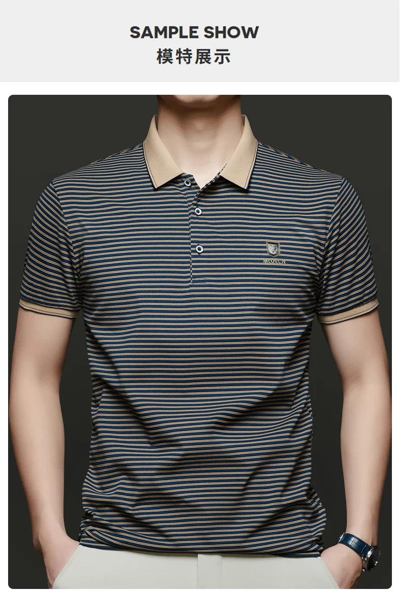 Top Grade 2025 Summer Brand Designer Polo Shirts For Men Summer Stripped Slim Fit Short Sleeve Casual Tops Fashions Men Clothes Viralgem Store