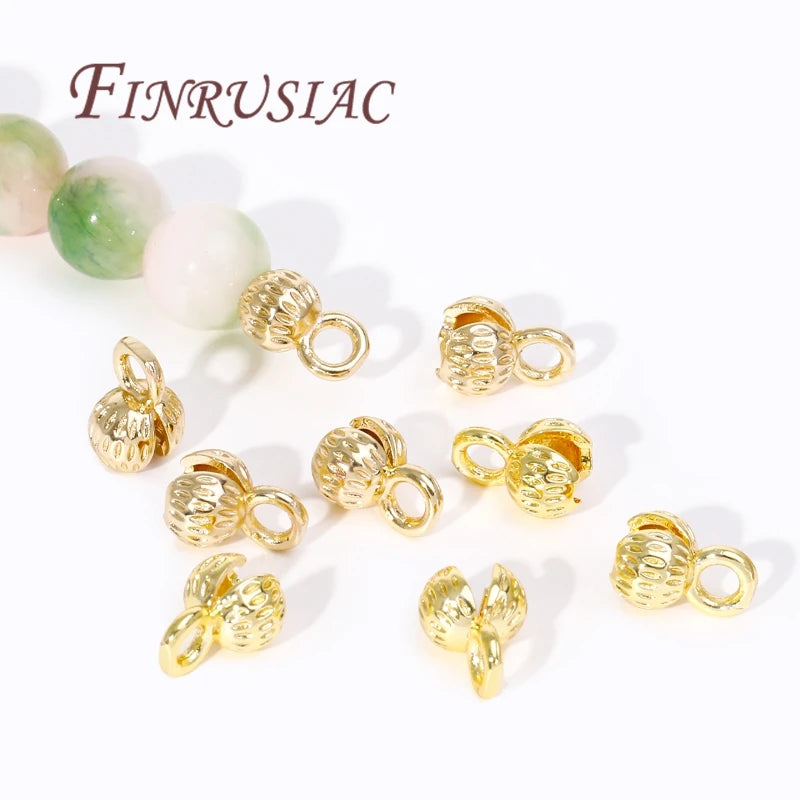 4/5.5MM Brass Cord Ends 18K Gold Plated Clam Shell Bead Tip Ball Chain Crimp Findings For DIY Beading Jewellery Making Supplies