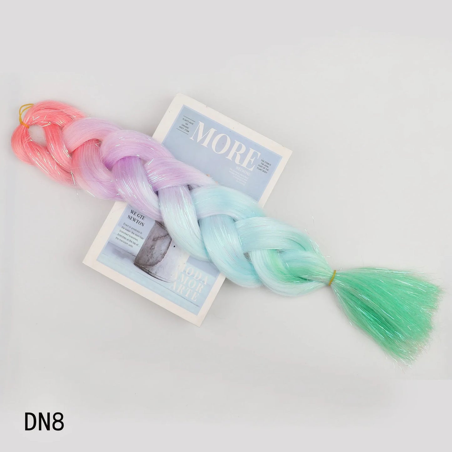 1-4 Packs Ombre Braiding Hair Extensions Synthetic Glitter Sparkle Rainbow Colored Hair 24inch Jumbo Braids Extensions for Women