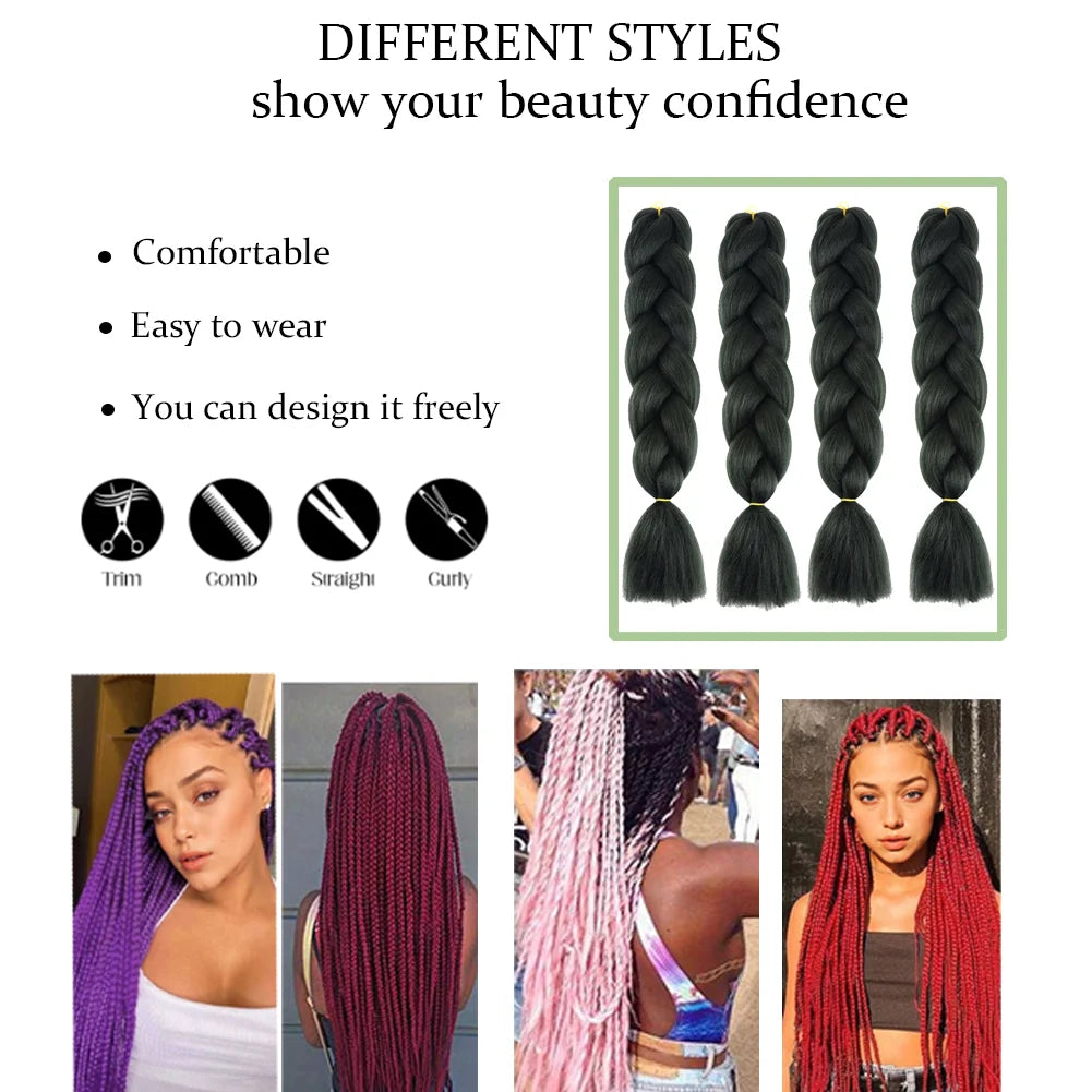 24 Inches DIY Jumbo Braiding Hair Synthetic Hair Extensions Afro Ombre Crochet Braid Hair Wholesale For Women