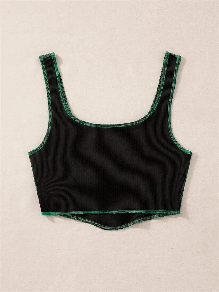 2000s Y2K Clothes High Street Plant Print Graphic Tank Top for Women Summer Grunge Sleeveless Square Neck Crop Top Streetwear Viralgem Store