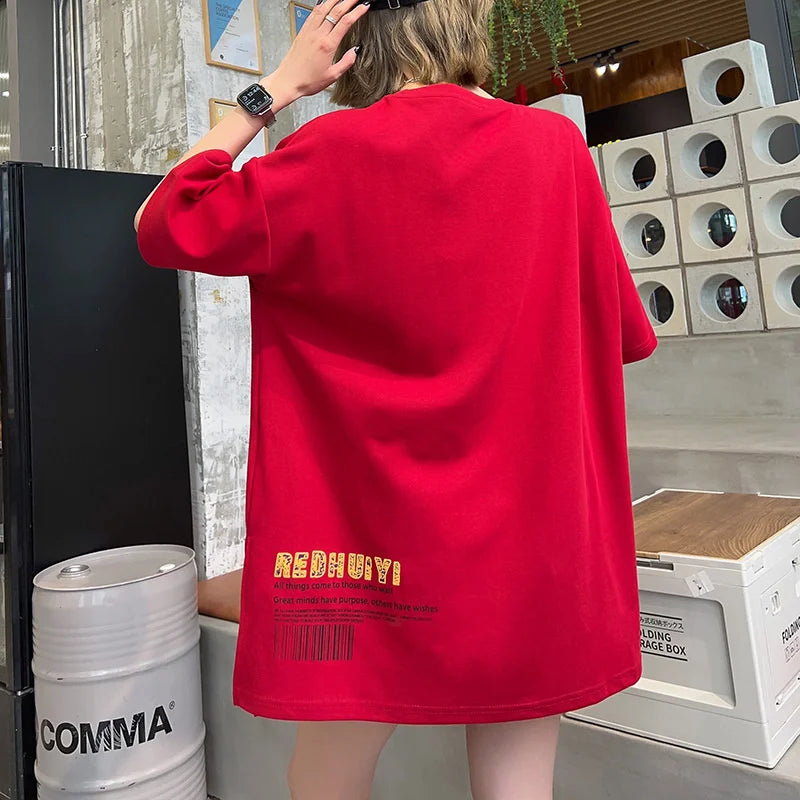 Summer Y2k Clothes New Messenger Bag Printed Pocket Zipper T-shirt Women Europea Style Casual Large Size Couple Casual Tees Tops