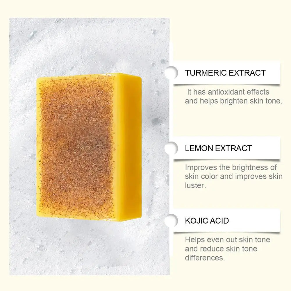 100g Lemon Turmeric Kojic Acid Soap Turmeric Face And Body Wash Clean Soap Bar, Firm Pores Lemon Turmeric Glowing Skin Care Soap