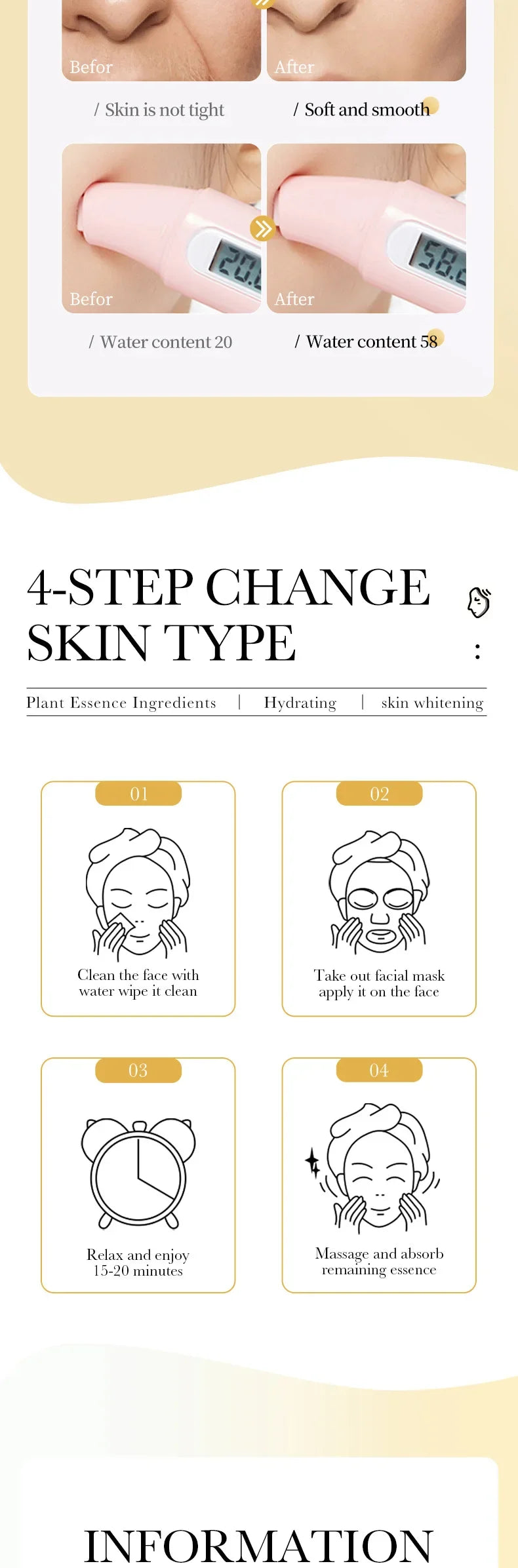 15pcs 24K Gold Hyaluronic Acid Face Mask Facial Firming Moisturizing Anti Wrinkle Whitening Facial Masks Skin Care Products