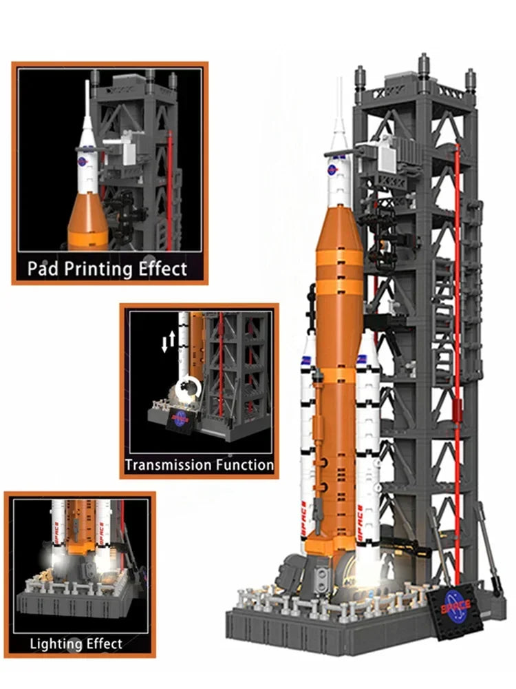 900PCS NASAS Artemis Space Launch System Tower Spaceship Space Rocket Display Model Building Blocks Bricks Toy Gift