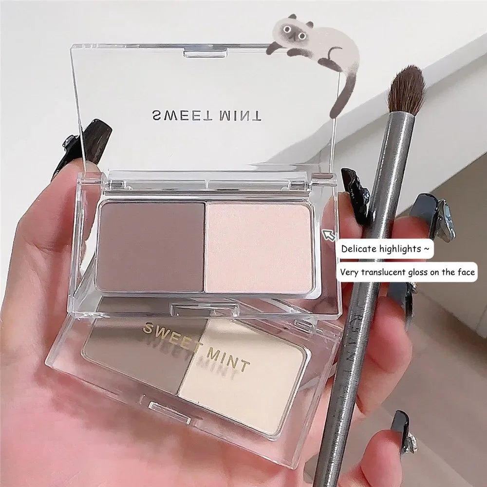 Two-color Nose Shadow Powder Highlighter Contouring Palette Side Shadow V Face Matte Brightening Multifunction Makeup Palette