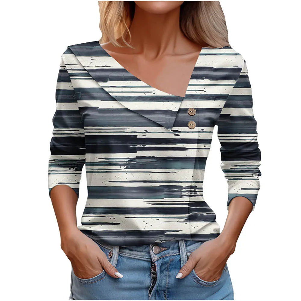 T Shirt For Women Fashion Long Sleeve Top White Floral Print Shirts And Blouses Autumn Winter Clothes For Women 2024 Viralgem Store