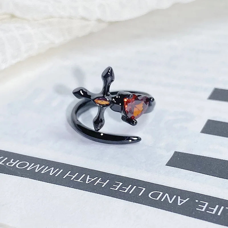 2025 Dark Gothic Irregular Zircon Adjustable Unisex Ring