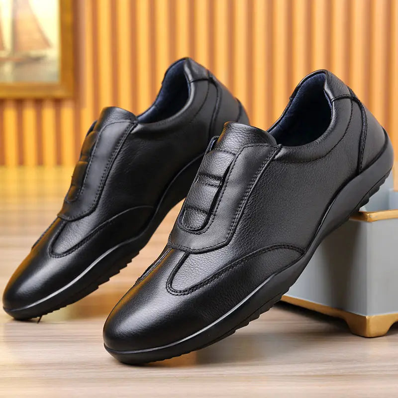 Trendy Genuine Leather Shoes Men Lightweight Luxury Bean Shoe Elegant Business Flat Boat Lazy Loafers Walking Driving Size 37 45 Viralgem Store