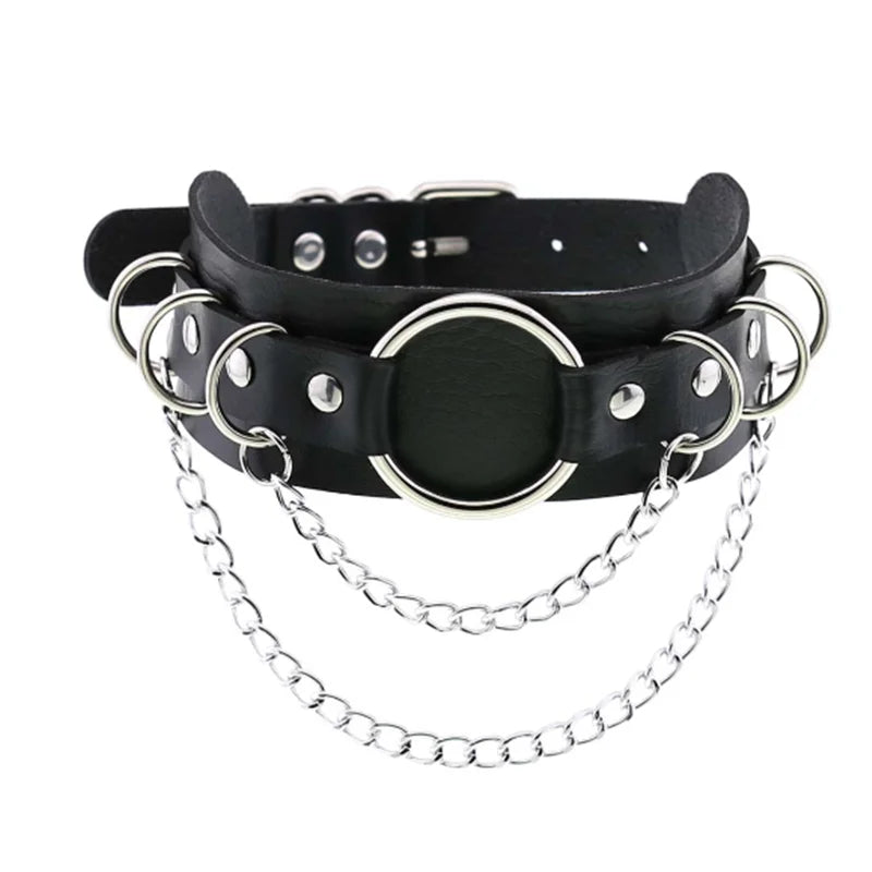 1Pc  Harajuku Cosplay Rivet Punk Rock Gothi Women Collar Sexy PU Leather Heart Cross Spike Hip Hop Bondage Choker Jewelry Bulk Viralgem Store