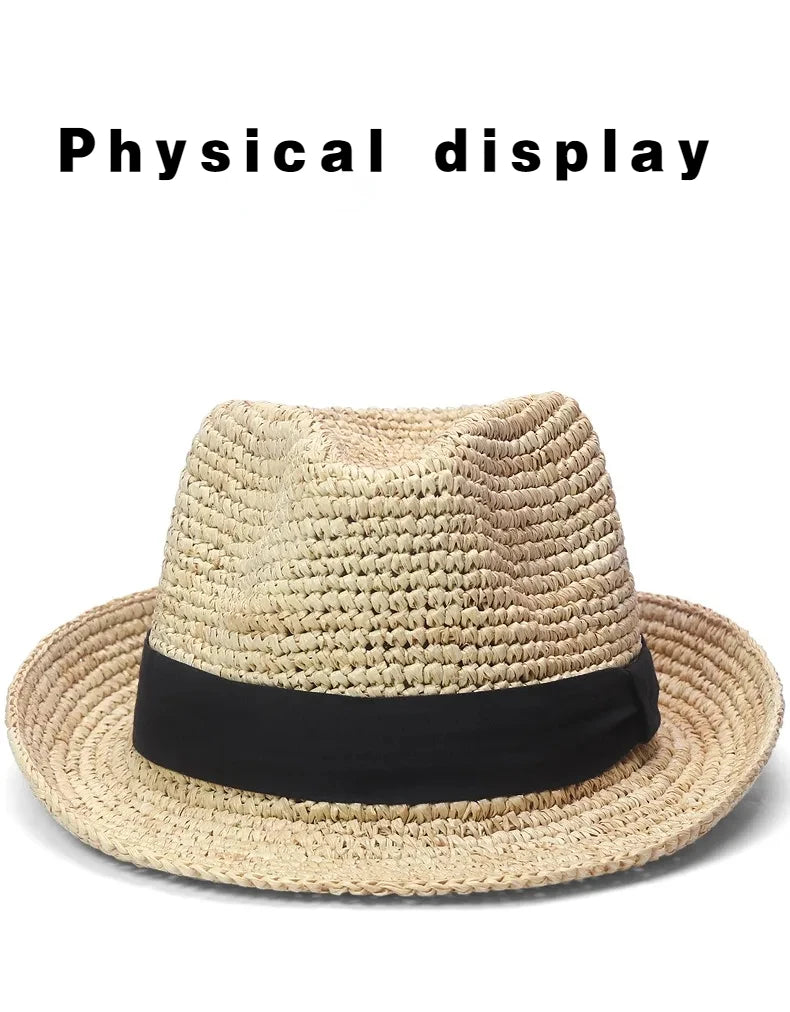 XL Large Size 61cm Panama Straw Hat for Woman and Man Foldable Straw Woven Sun Hat UPF 50+ Uv Sun Protection Shading Summer  Hat
