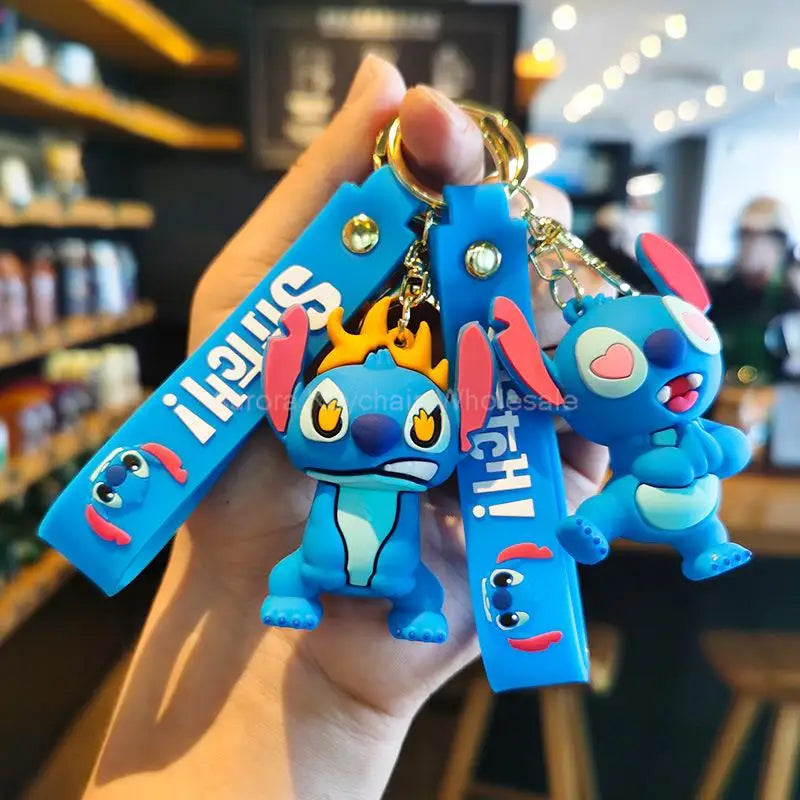 Wholesale Cartoon Anime Disney Keychain Mickey Mouse Minnie Lilo & Stitch New Keyring Key Chain Car Pendant Kids Toys Gifts