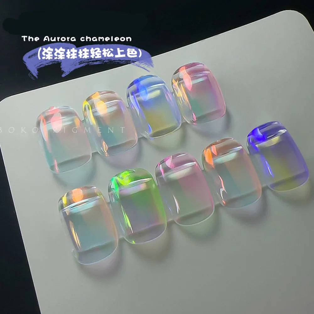 1jar Chrome Chameleon Aurora Nail Powder Metallic Effect Nail Glitter Pigment Mirror Nail Rubbing Dust Gel Nail Polish Supplies