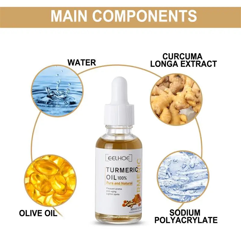 Turmeric Essential Oil Facial Repair Serum Anti-Wrinkle Lifting Firming Face Moisturiz Brighten Essence for Dark Spot Corrector