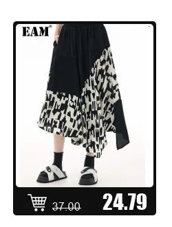 [EAM] Loose Fit Black Denim Big Size Sweatshirt New High Collar Long Sleeve Women Big Size Fashion Spring Autumn 2024 1K166