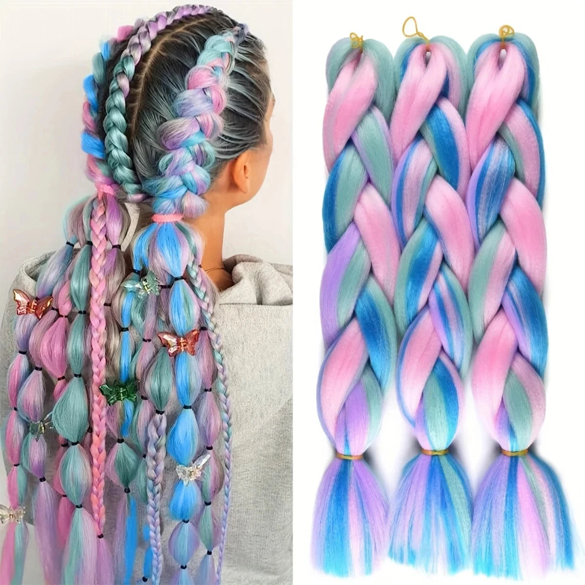 24" Synthetic Yaki Braids Hair kanekalon Ombre Braiding Hair Jumbo Braid Hair Extension For Women Hundreds of colors DIY Hair