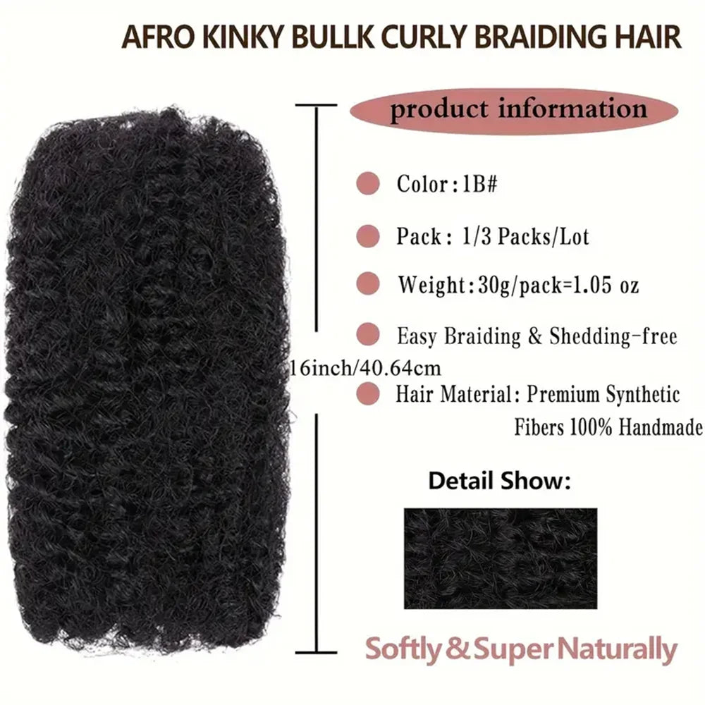 Afro Kinkys Bulk Synthetic Hair for Dreadlock Extensions Loc Repair Braiding Twist Tight Afro Kinky Synthetic Hair for Locs