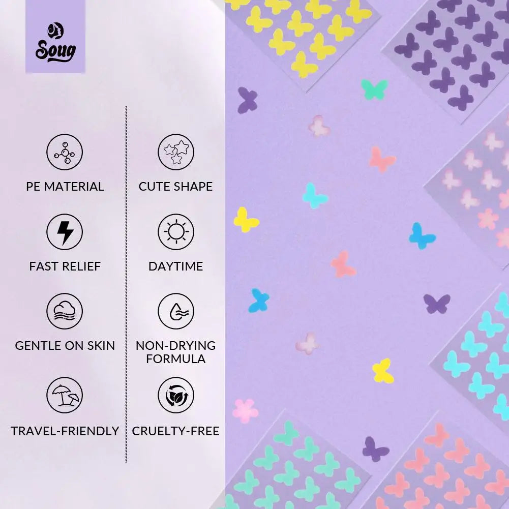 120Pcs Butterfly Shape Acne Pimple Patch Stickers Blemish Spot Concealer Cover 0.1mm Acne Treatment Pimple Remover Skin Care Viralgem Store