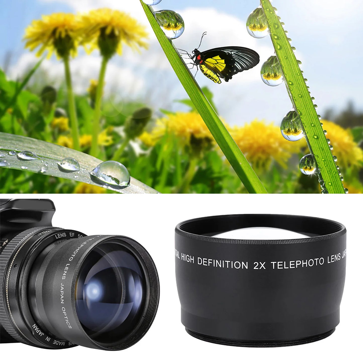 2X Telephoto Lens 58MM 2X Magnification Universal Teleconverter Telephoto Lens for Cameras Accessory Cameras Lens Telephoto Lens