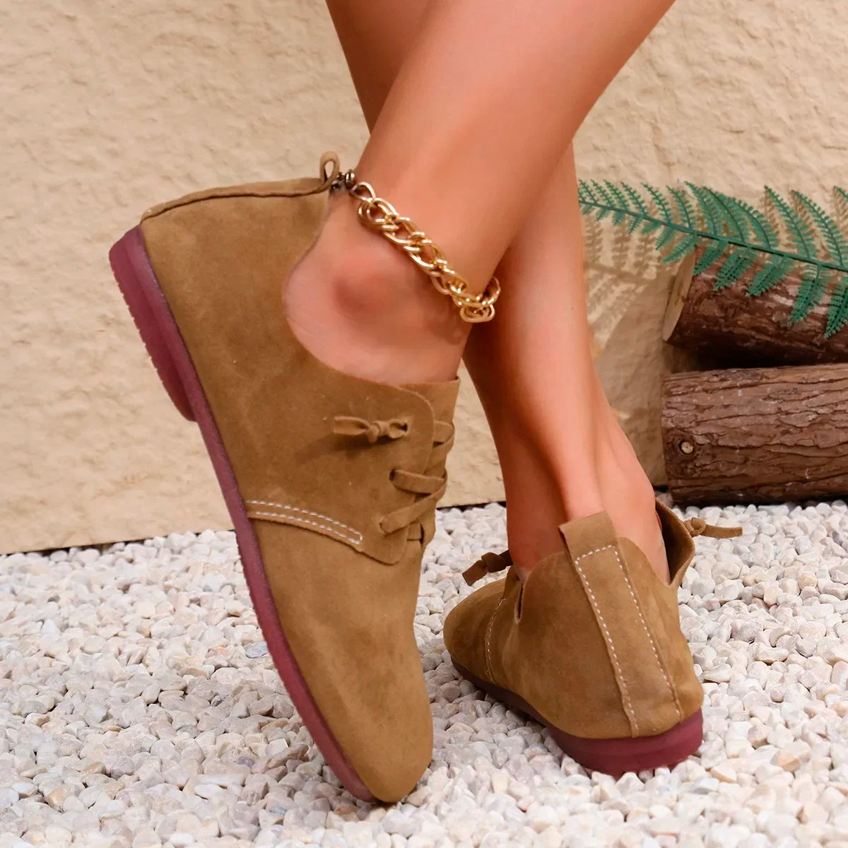 2025 Spring New Women's Flat Shoes Fashion Round Toe Flats Lightweight Lace-up Single Shoes Outdoor Casual Shoes Size 36-43 Viralgem Store