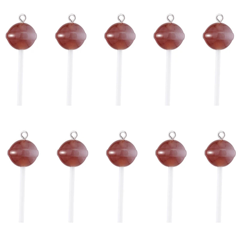 10Pcs Sugar Candy lollipop Resin Charms Diy Findings Kawaii 3D Keychain Earring Pendant Charms For Jewelry Making Suppplies