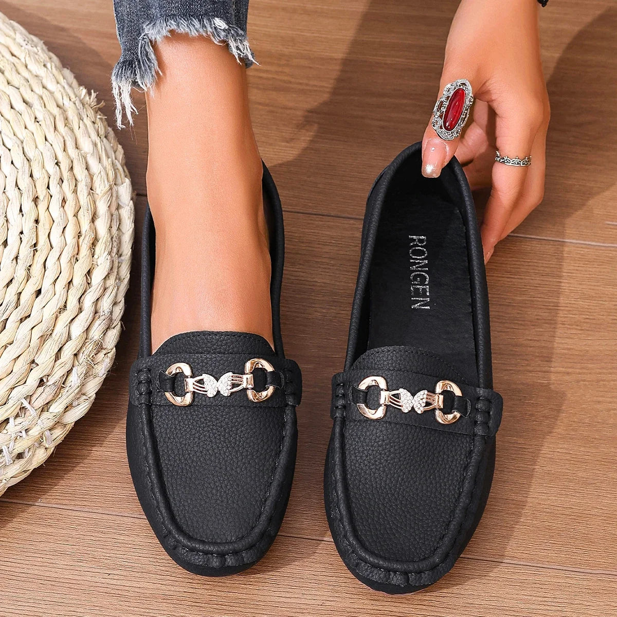 Women's Casual Slip on Mary Jane Shoes 2025 Spring Autumn New Fashion Round Toe Solid Soft Sole Flat Loafers Zapatos De Mujer Viralgem Store