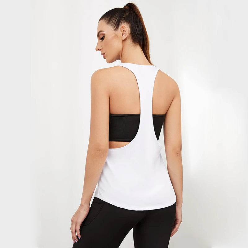 Women's Sports Smock Fitness Vest T-shaped Quick Drying Slim Sleeveless Running Sports Vest