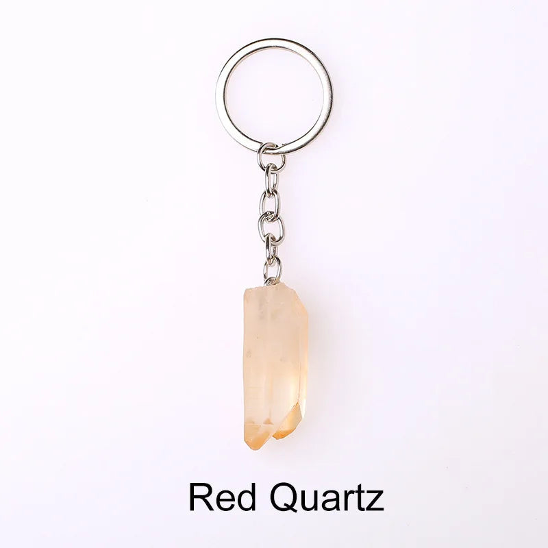 20pcs Natural Rough Raw Stone Crystal Quartzs Keychain Women Men Handbag Hangle Car Key Holder Raw Mineral Stone KeyRing Jewelry Viralgem Store