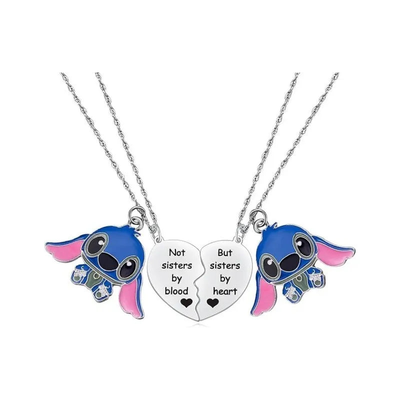 1pair Cute Lilo and Stitch Stainless Steels Pendant Necklace Kawaii Stitch Neck Chain for Man Accessories Gifts