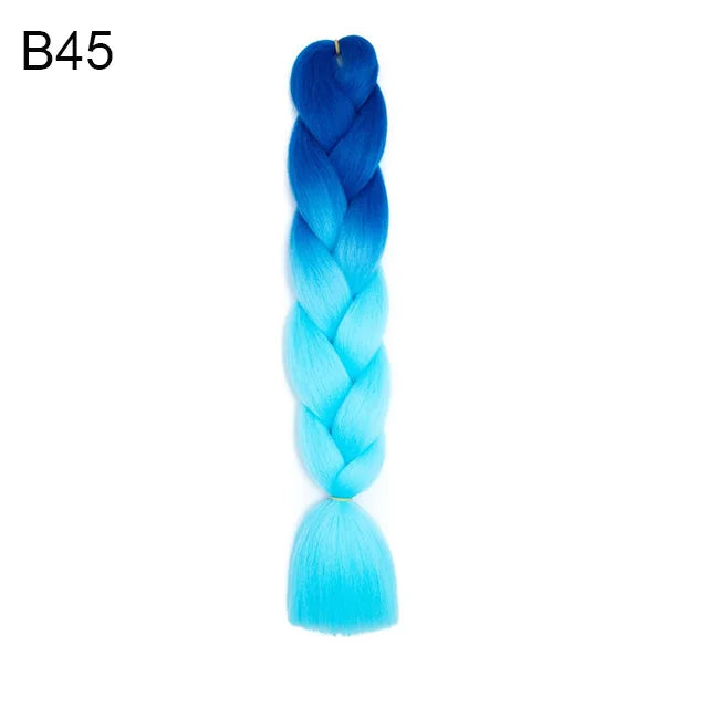 24Inch Synthetic Braiding Hair Extension Ombre Color Rainbow DIY Jumbo Hair Pink Red Blue Hairstyle for Women Viralgem Store