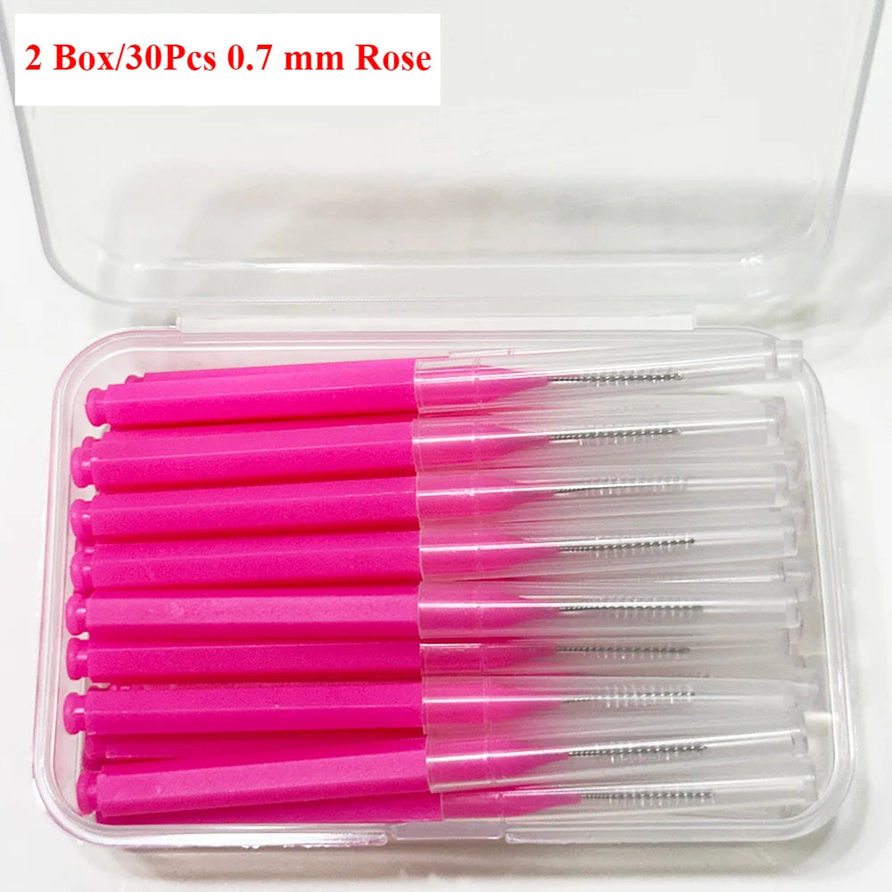 30pcsInterdental Brushes Dental Brush Between Teeth For Dental Orthodontic Clean Between Teeth Cleaning Tools Soft Micro Brushes